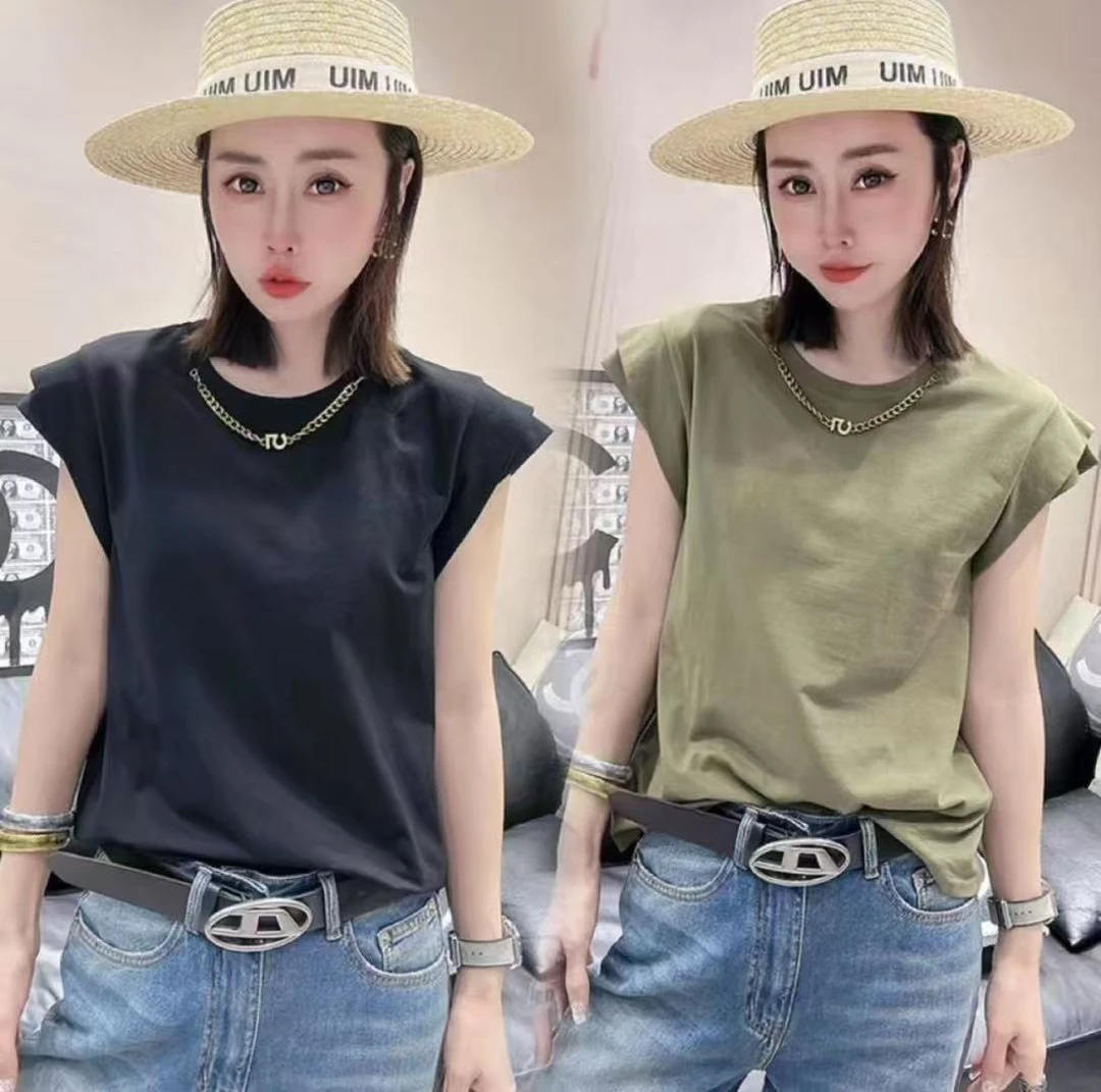 欧货休闲风飞飞袖圆领T恤内搭休闲宽松