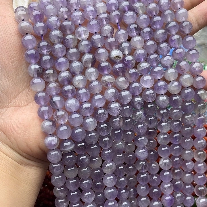 玛瑙/玉髓未镶嵌珠宝半成品一条8mm左右薰衣草紫晶