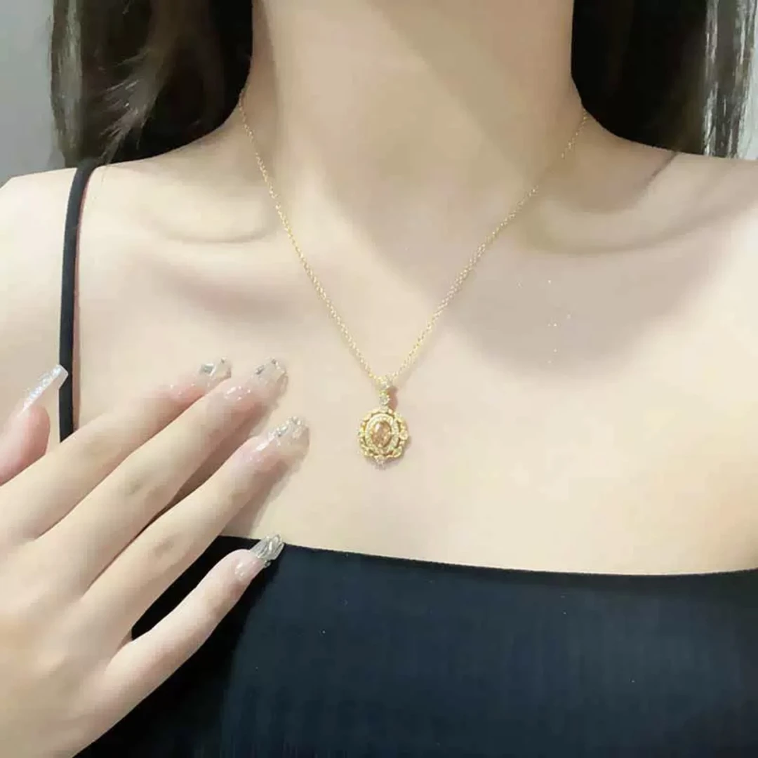 铜合金锆石吊坠 新款灵动珍珠小众设计轻奢宫廷复古项链cc028