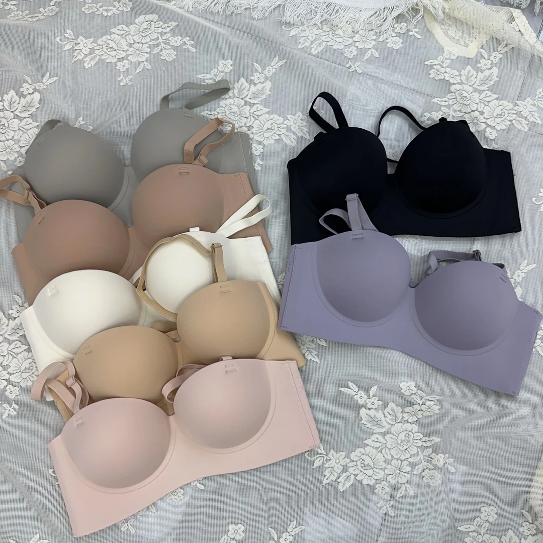 良云阁聚拢咖色美背文胸无痕内衣调整型收副乳大胸薄款性感内衣