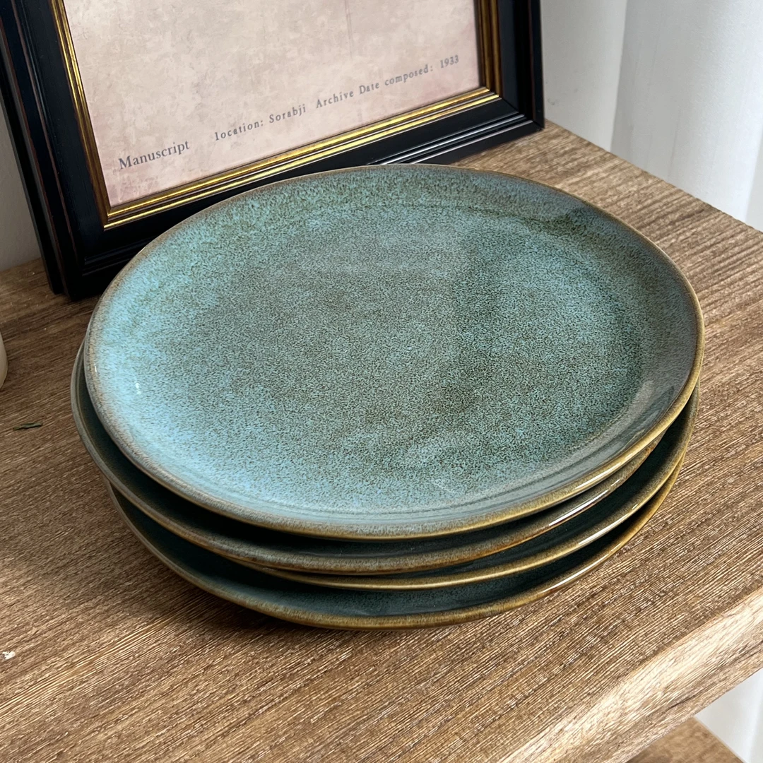 【瑕疵】陶瓷盘子8.2英寸家用高颜值家用浅盘釉下彩餐具