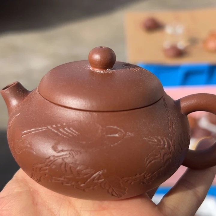 紫砂茶壶瑕疵刻绘西施150cc