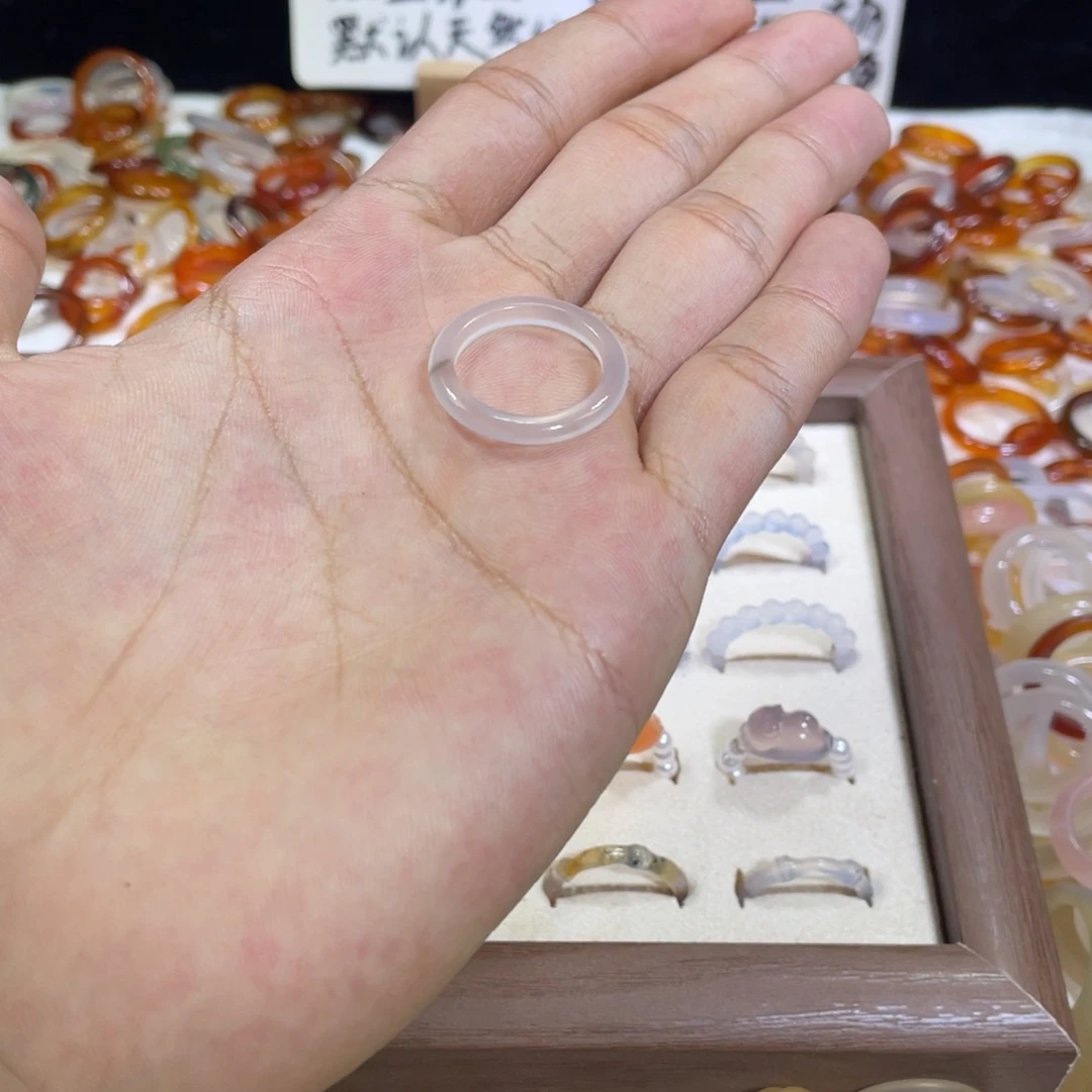 玛瑙/玉髓戒指合金50号15 圈有瑕疵满9.9包邮