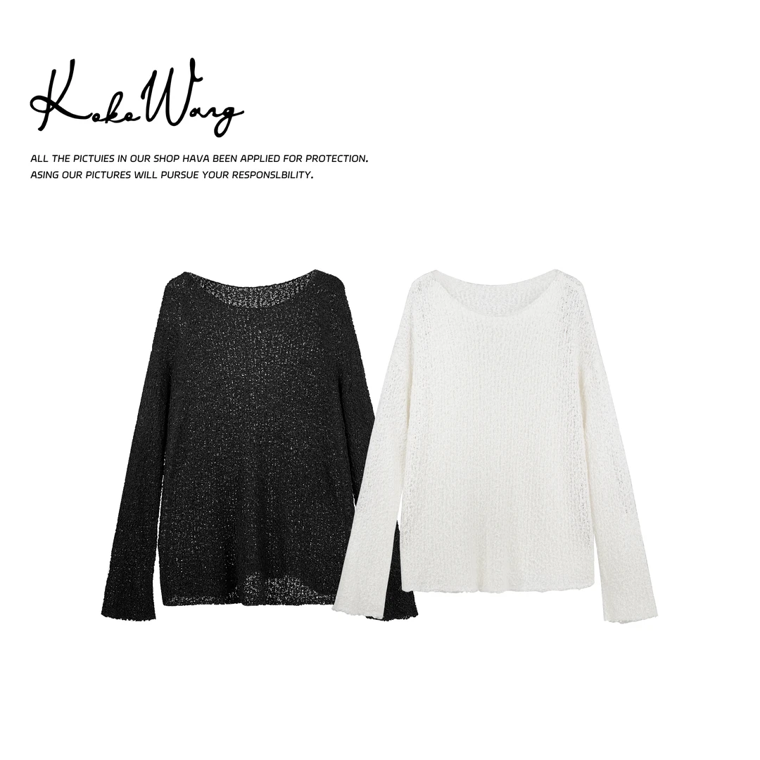 KOKOWANG  春夏慵懒风设计款时尚百搭圆领针织上衣474225B28Z42