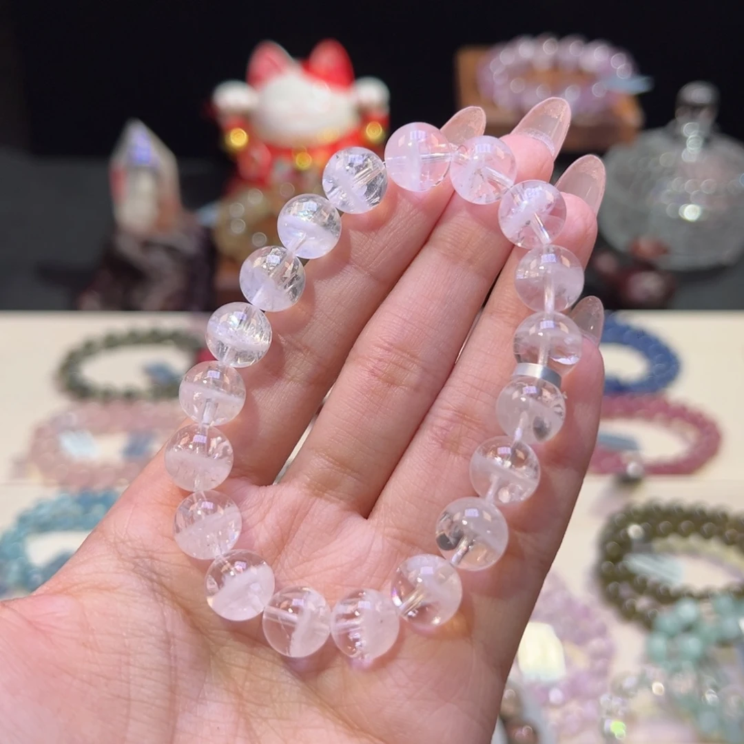 水晶手串未镶嵌10m彩虹半盆白幽灵