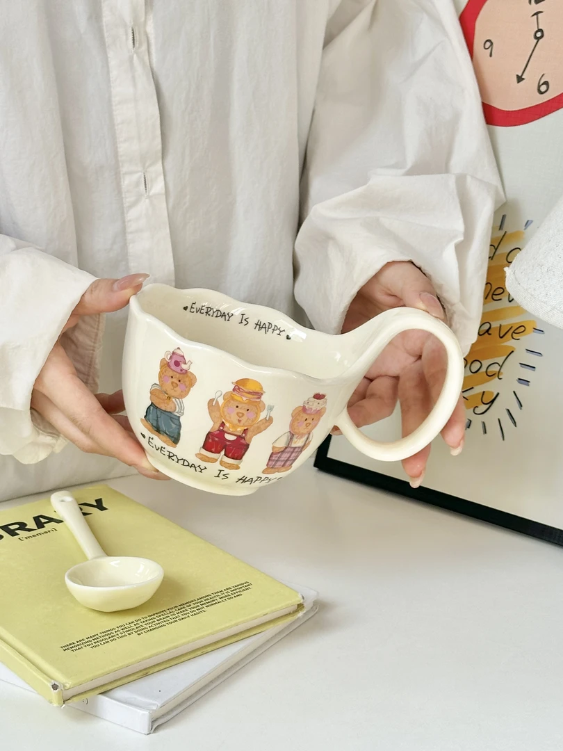 早餐杯精致把手杯大众轻奢风手柄款奶杯牛奶杯创意咖啡杯茶杯网红