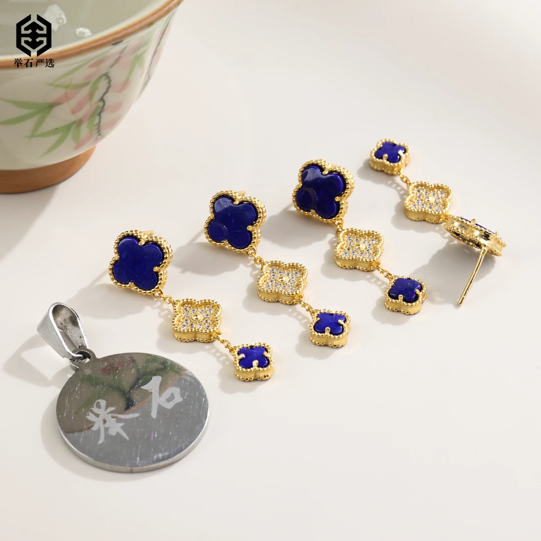 【举石严选】H09-1332-245青金石耳饰(一对/多样性发)W