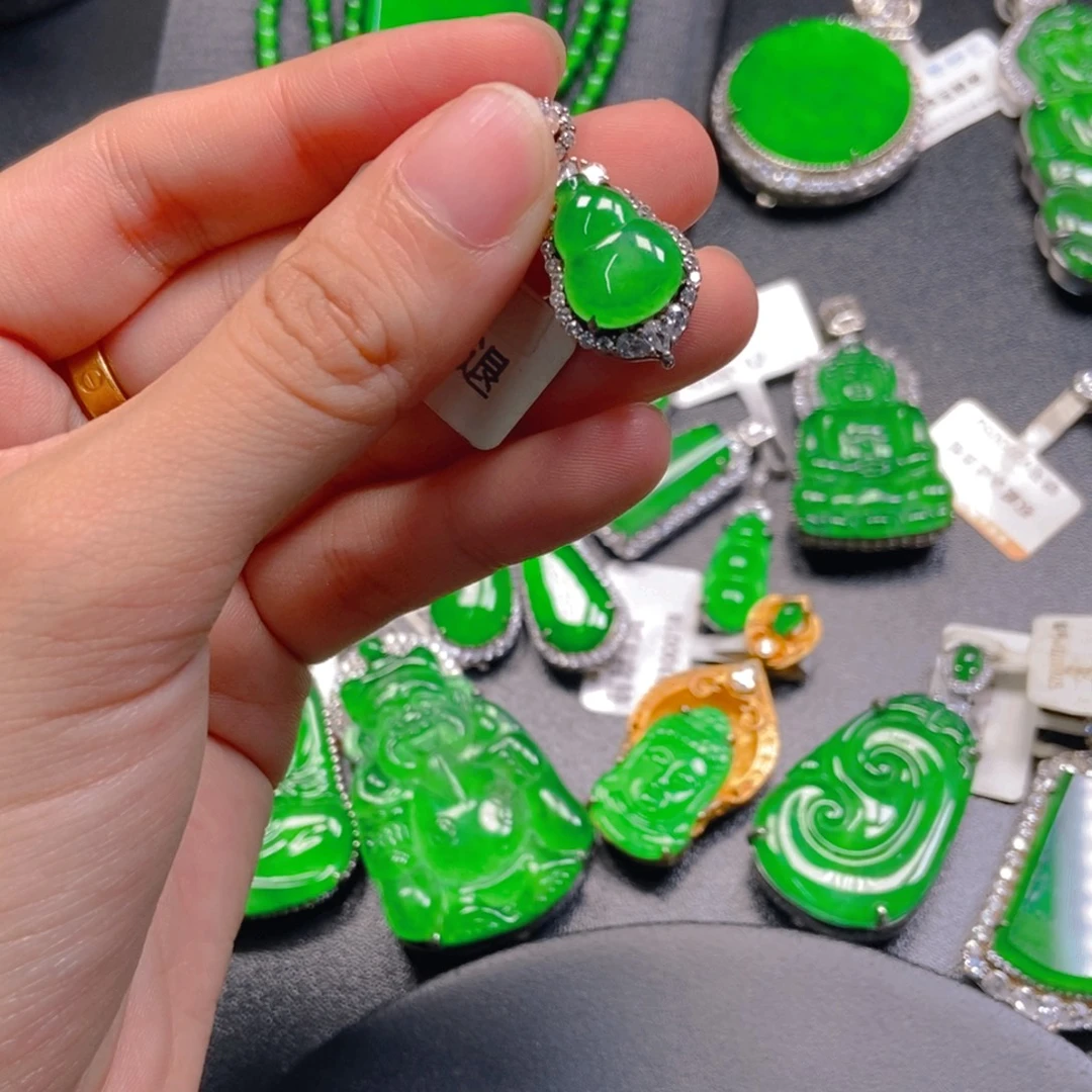 翡翠银S925镶嵌吊坠(不含链)