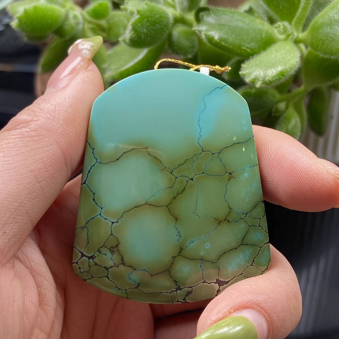 原矿绿松石特色平安无事牌尺寸43.5高51.5厚10.5