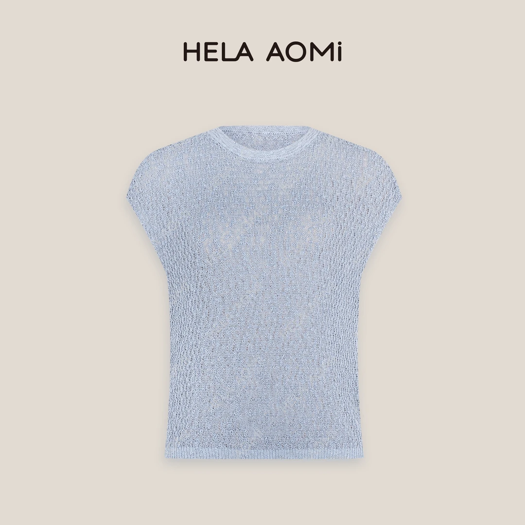 HELA AOMI“织章”复古风女夏薄款上衣气质无袖针织衫CY5BC32432