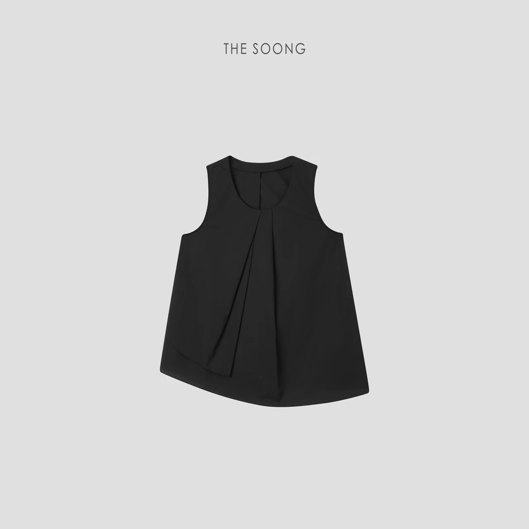 THESOONG|"活力夏日"纯棉轻薄压褶不规则层次感无袖背心上衣X7109