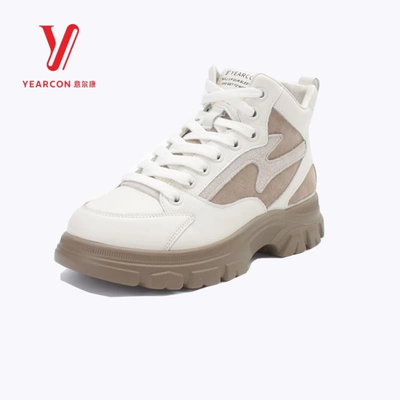 意尔康女鞋休闲鞋女高帮板鞋秋季新款厚底轻便透气运动鞋15085Y