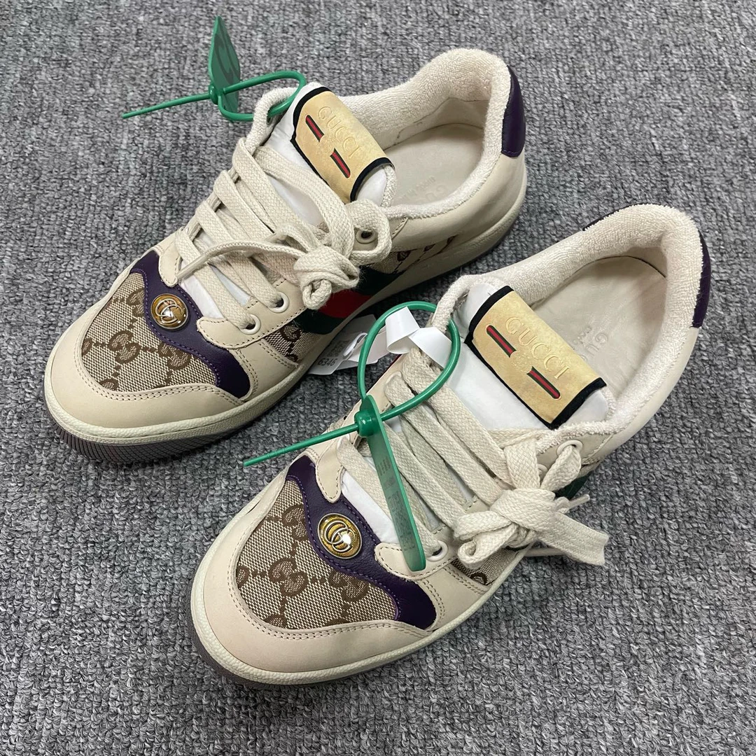 95新 GUCCI/古驰 （有盒）Screener双G条纹低帮时尚板鞋  37码/6346