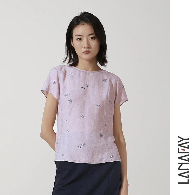 啦娜菲LANAFAY夏季衬衫1X521玫瑰水粉