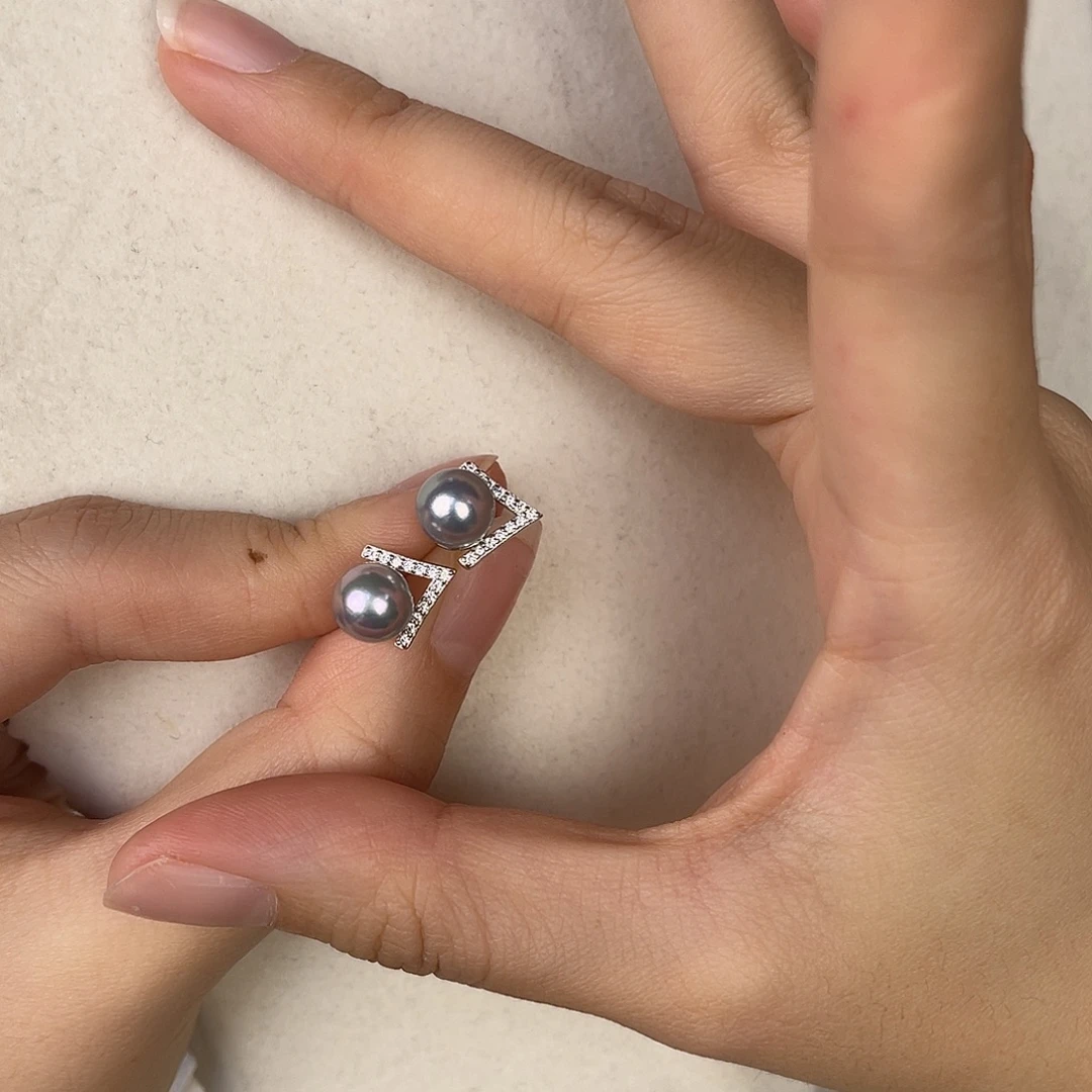 耳饰银S925镶嵌海水珍珠