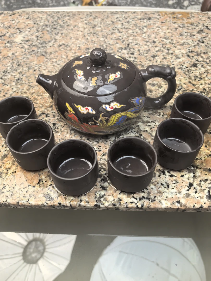 【闪购商品】深井老紫泥龙凤呈祥大西施壶一壶六杯F