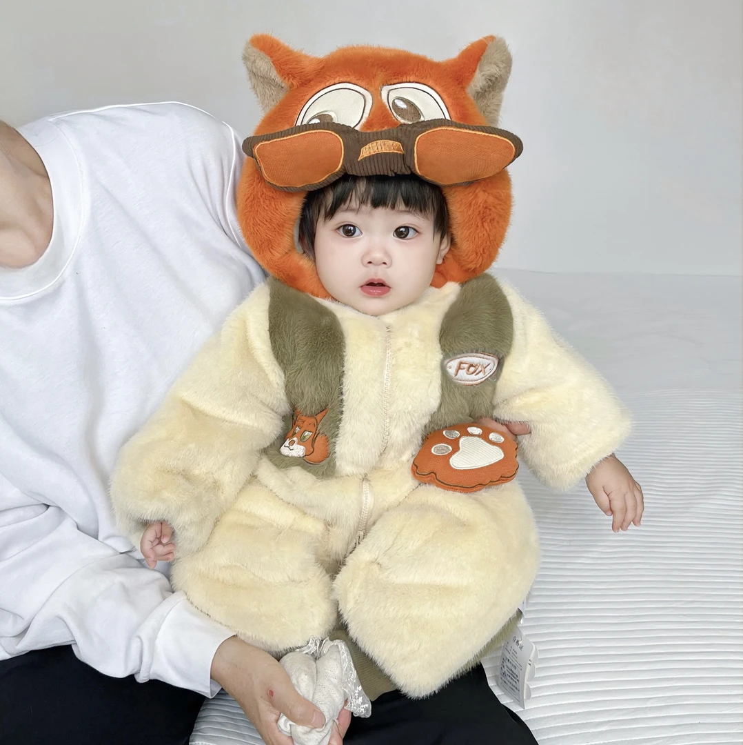｛小狐尼克｝婴幼儿外出服冬季加棉加厚爬爬服