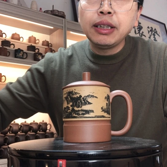 茶杯底槽青双色杯容量400