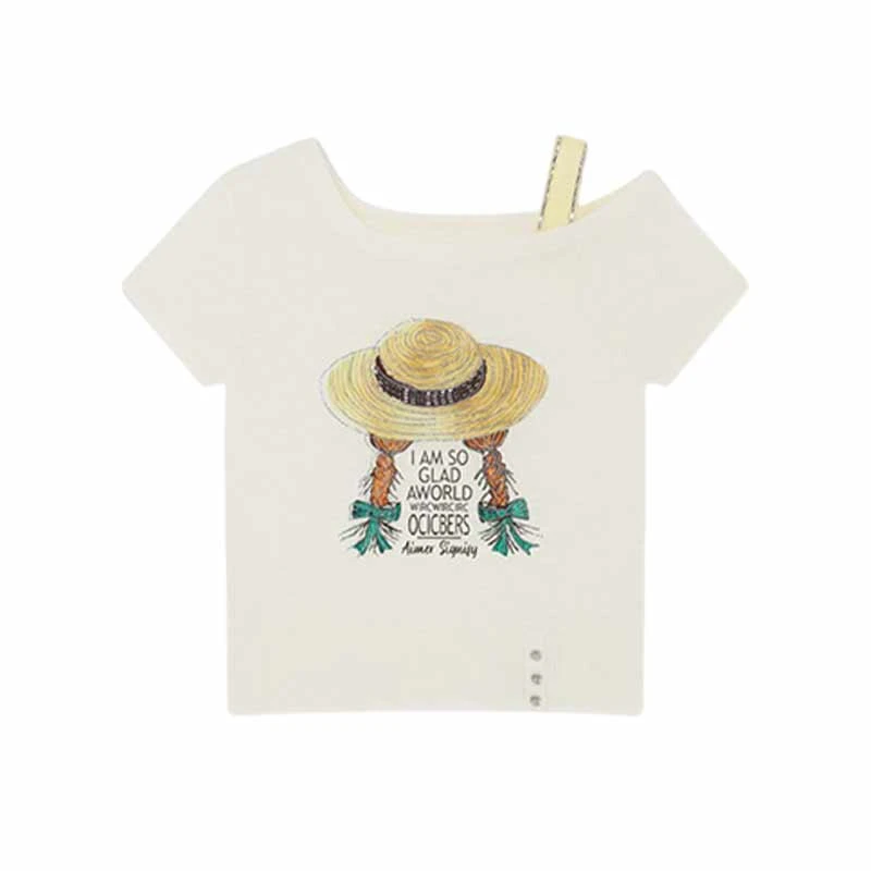 2025夏季新款草帽字母刺绣露肩短袖针织衫时尚高级感薄款短袖上衣