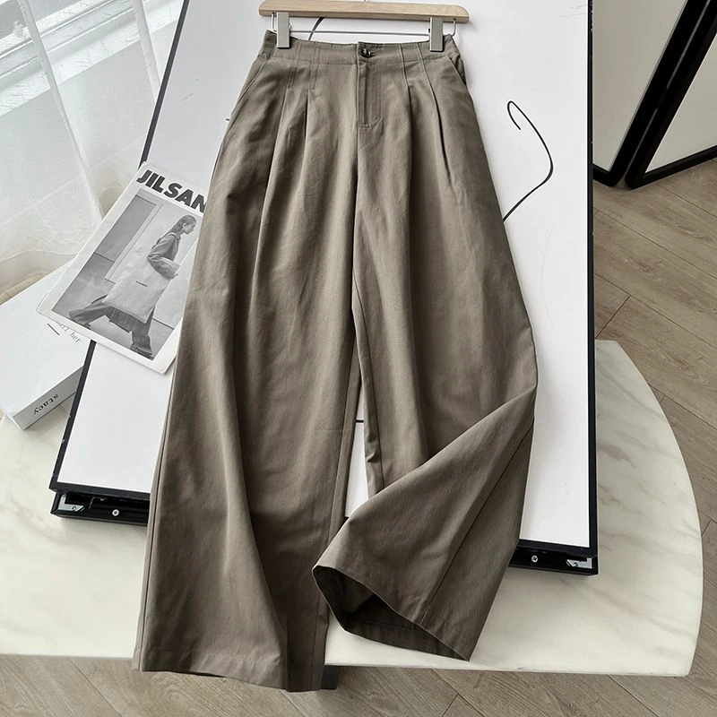 窄版梨形身材小个子2026春秋遮腿显瘦工装直筒裤女高腰宽松阔腿裤