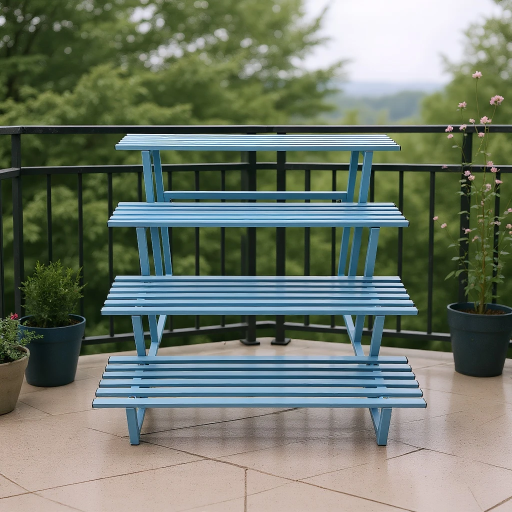 阶梯式露台养花架不锈钢烤漆花架子户外顶楼庭院多肉大花盆多层架