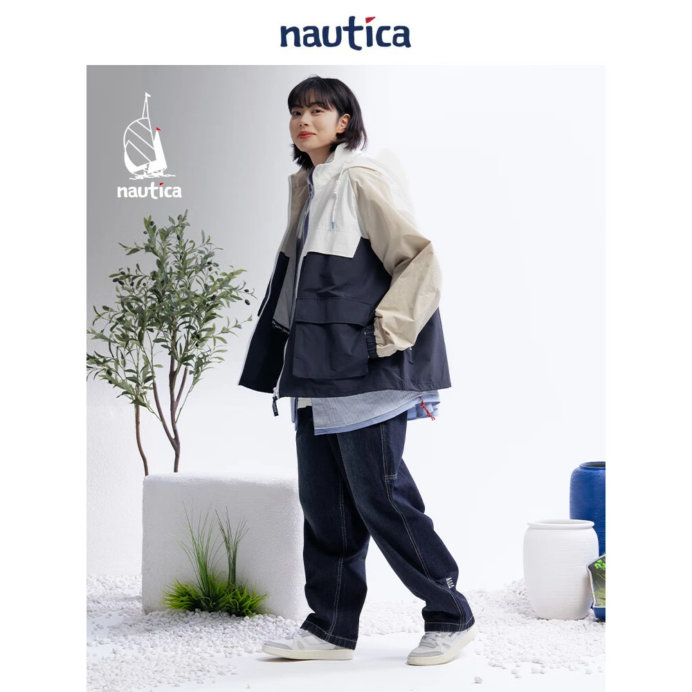 Nautica White SailCityBoy 日系防轻溅水藏帽休闲薄外套夹JW4113
