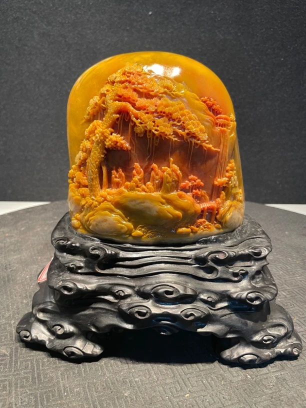 寿山石山水田黄印章印摆件貔貅手把件石雕工艺品入门玄关奇石山水