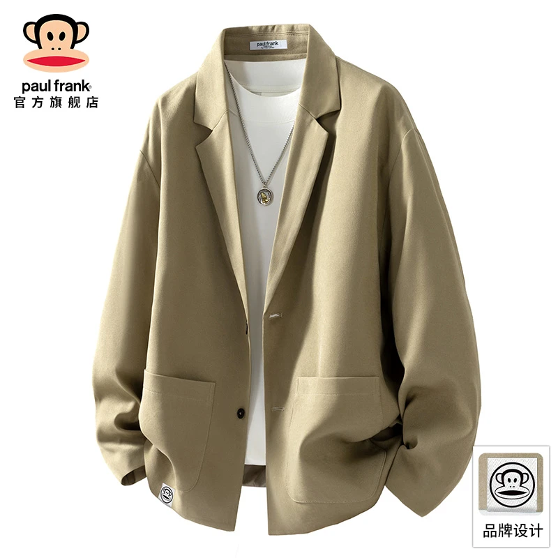 PaulFrank/大嘴猴高级感长袖衬衫男2025秋冬新款潮流休闲西服外套