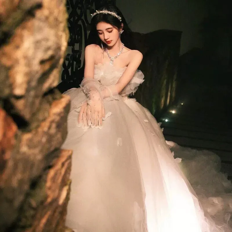 抹胸晚礼服裙女成人生日在逃公主高端高级感小众轻奢法式婚纱仙气