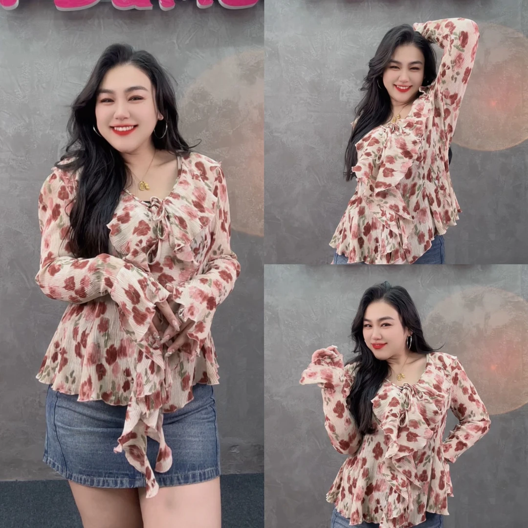 宋美人【炸街女孩】大码新款显瘦辣妹衬衫上衣8891