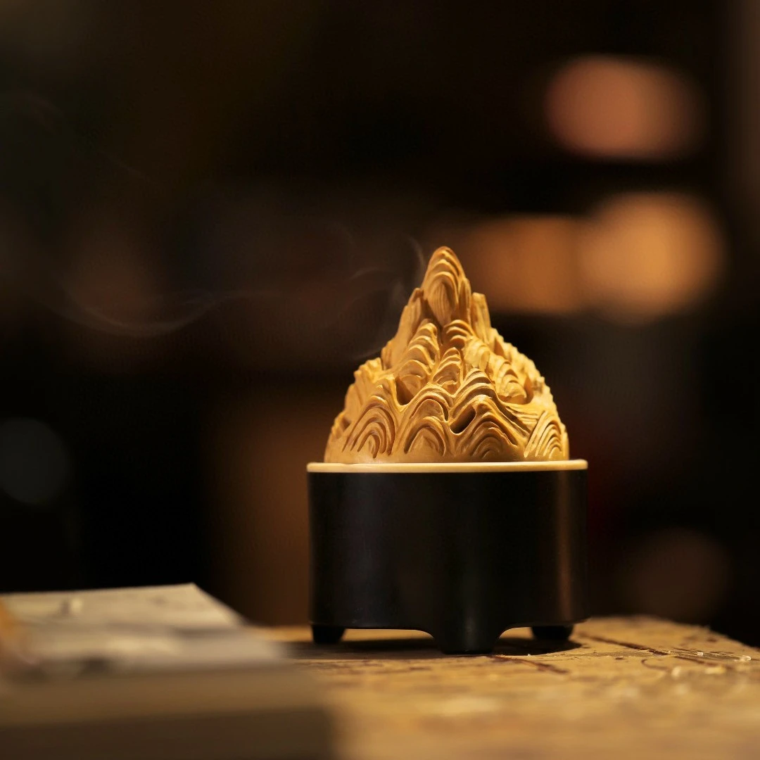 紫光檀x黄杨木|博山炉三足香炉