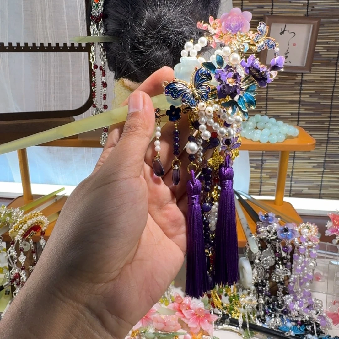 新***蛇纹石玉合金发饰