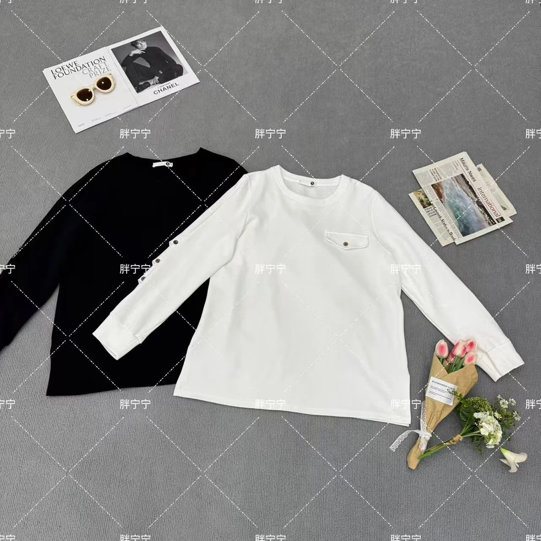 秋冬季显瘦上衣宽松版侧开叉袖带扣中长款卫衣外套（衣长70左右）