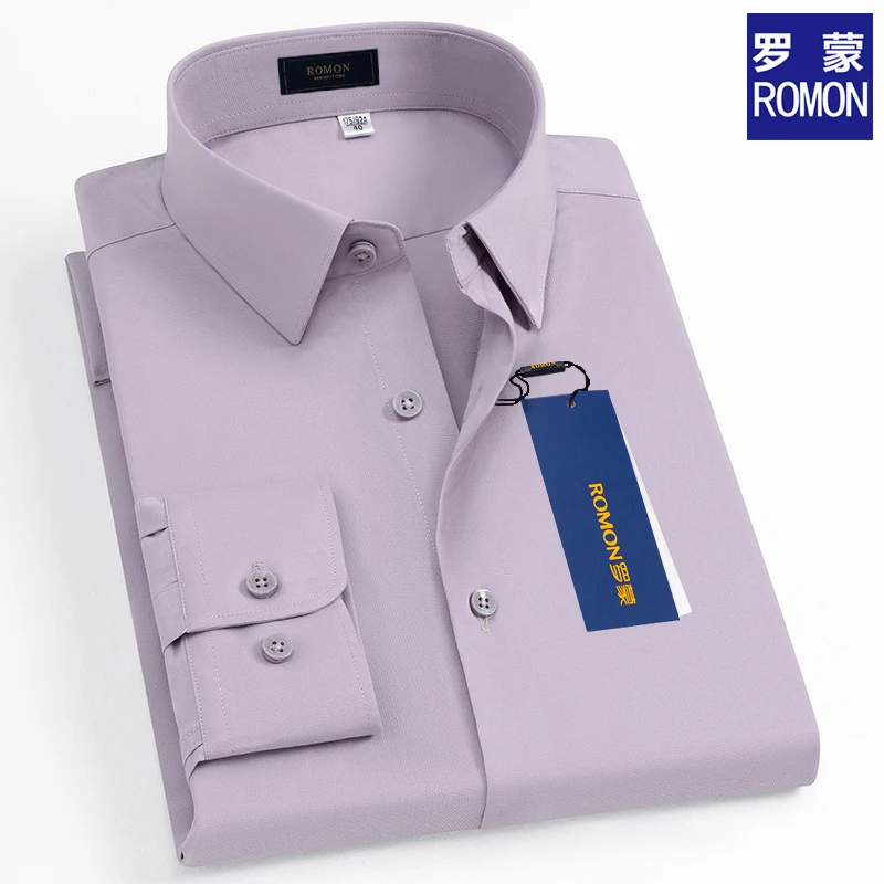 罗蒙秋季热卖款男士长袖衬衫轻奢百搭透气免烫休闲易打理商务衬衣