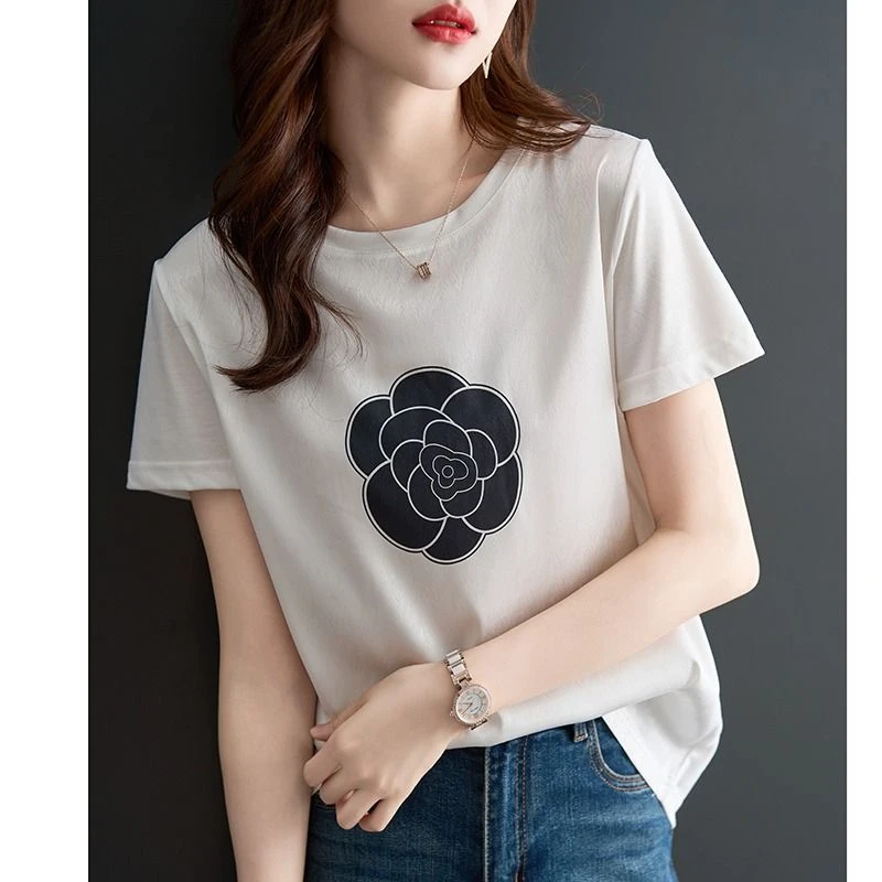 夏丝滑缎面冰凉感女半袖T恤洋气AB拼接短袖1225