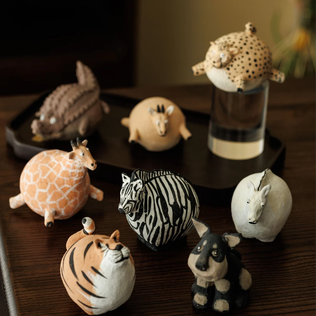 胖墩墩动物都长胖了创意手捏小摆件礼物伴手礼家居装饰可爱陶瓷