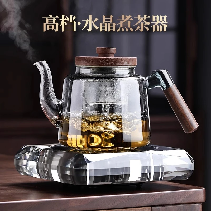 加厚玻璃煮茶壶电陶炉家用耐热蒸煮一体茶壶煮茶器泡茶壶茶杯套装