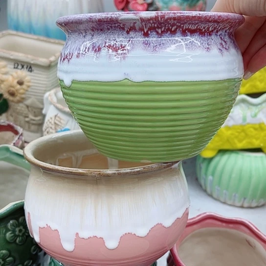 多肉绿植陶瓷花盆9.9包邮，有空