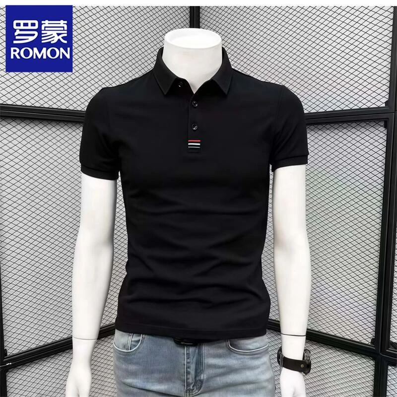 罗蒙夏季新款男士商务休闲短袖T恤爆款Polo衫修身棉质半袖大码潮t