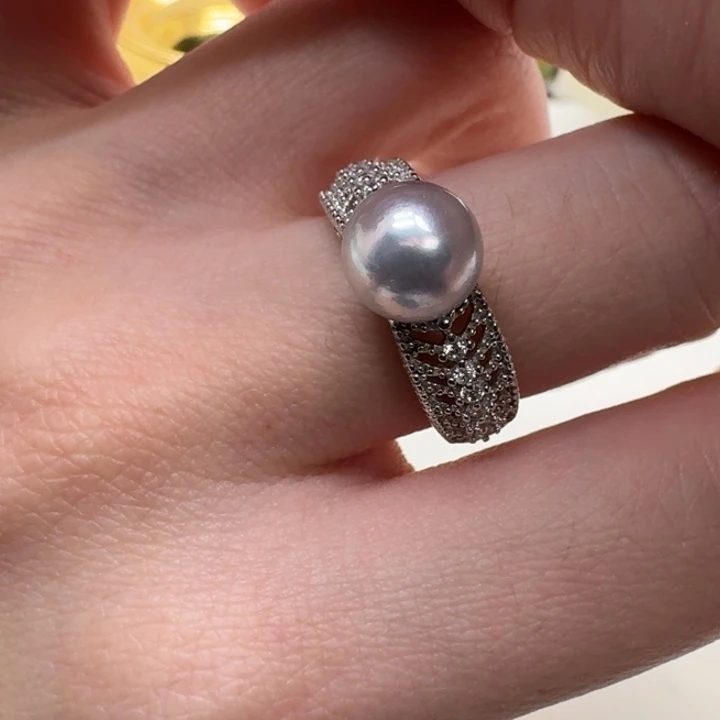 海水珍珠戒指银S925镶嵌