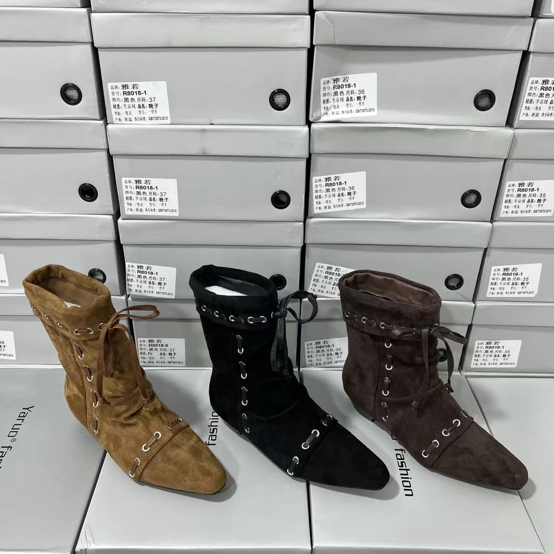 阿丽8019新款时尚秋冬尖头女短靴推荐