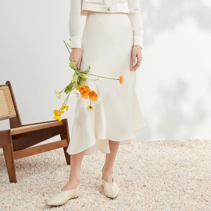 HPLY荷比俪夏季女气质醋酸缎面鱼尾半裙HDD21700047