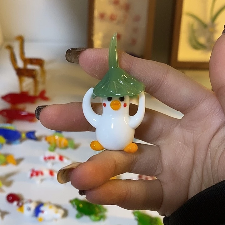 琉璃手工艺品荷叶鸭子