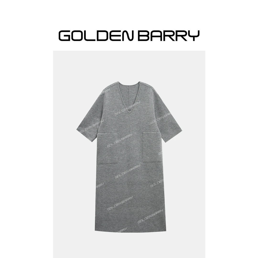 |305024宽松V领连衣裙