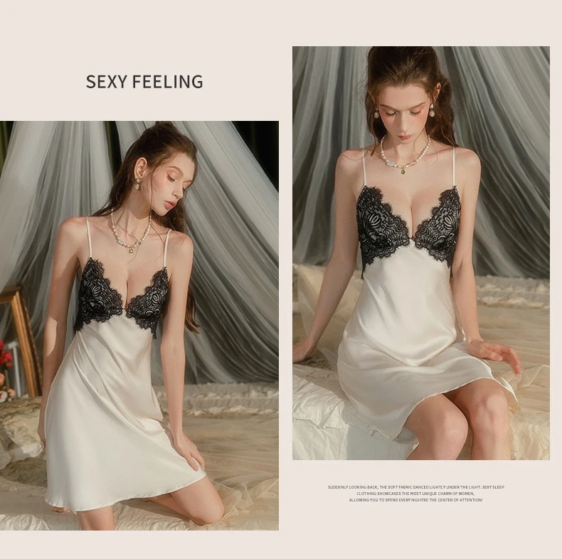 【稚小桃】夏季法式纯欲黑色蕾丝花边性感睡裙睡衣女款爆款2025新款