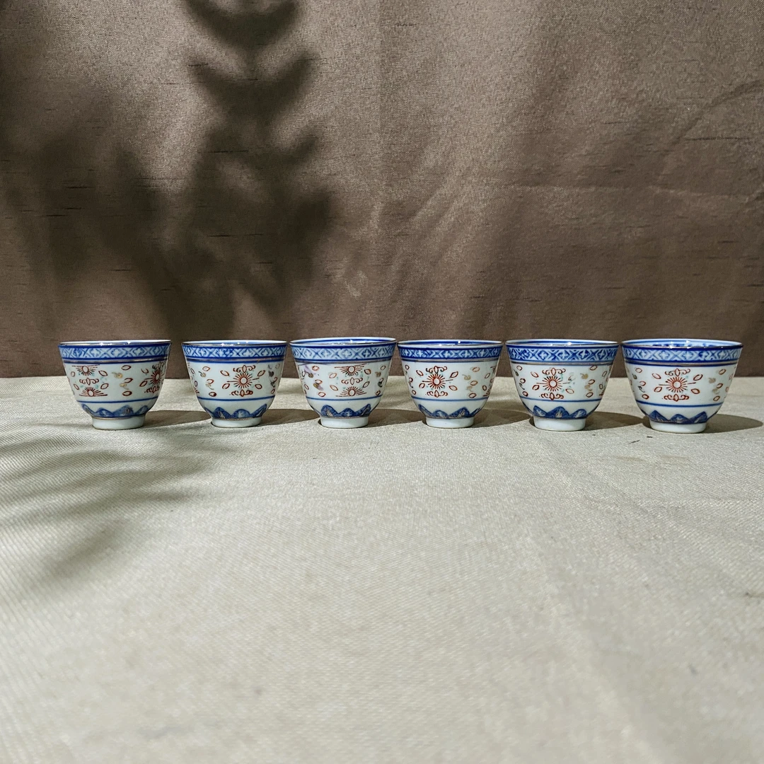 景德镇瓷 玲珑杯 六件套