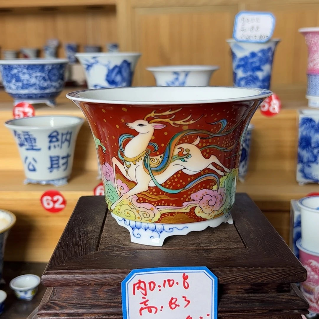 墨奈手绘陶瓷花盆