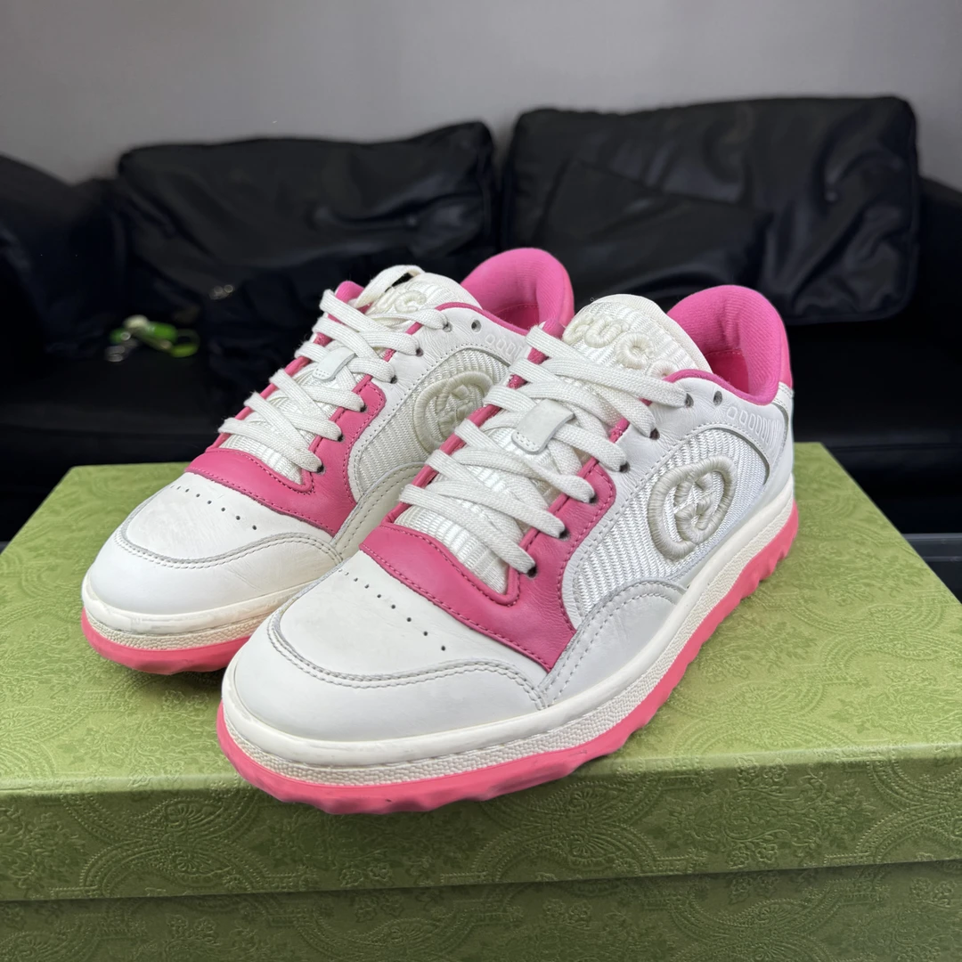 99新 GUCCI/古驰 MAC80白粉做旧板鞋35.5码原盒99新