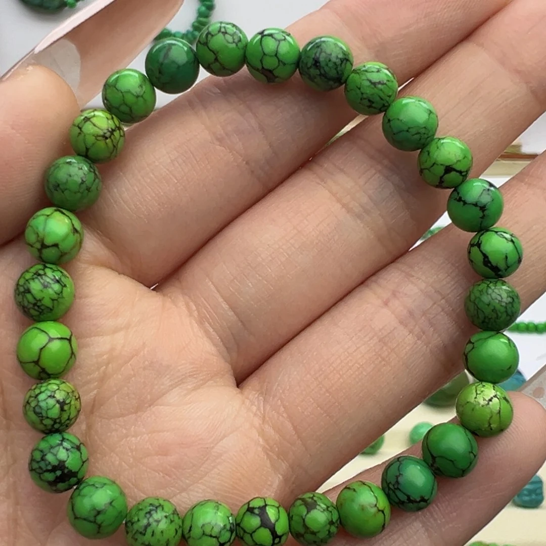 艺**告菜籽绿网花圆珠6+mm双