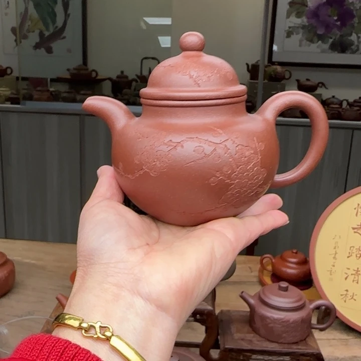 大***猴紫砂茶壶老料底槽清摄球壶